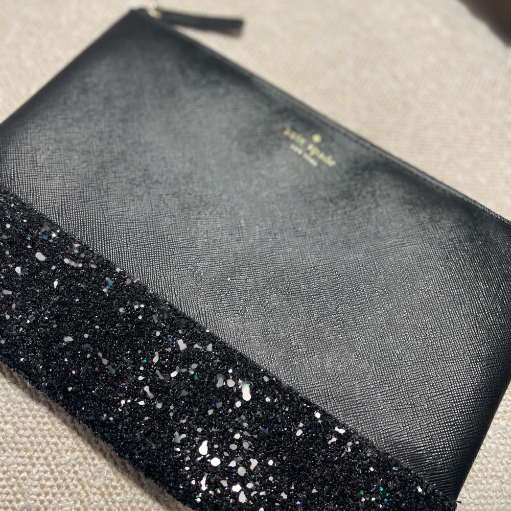 Kate Spade Black Glitter Pouch